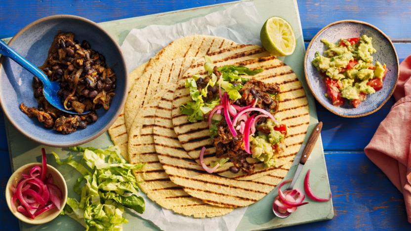 Jerk aubergine tacos