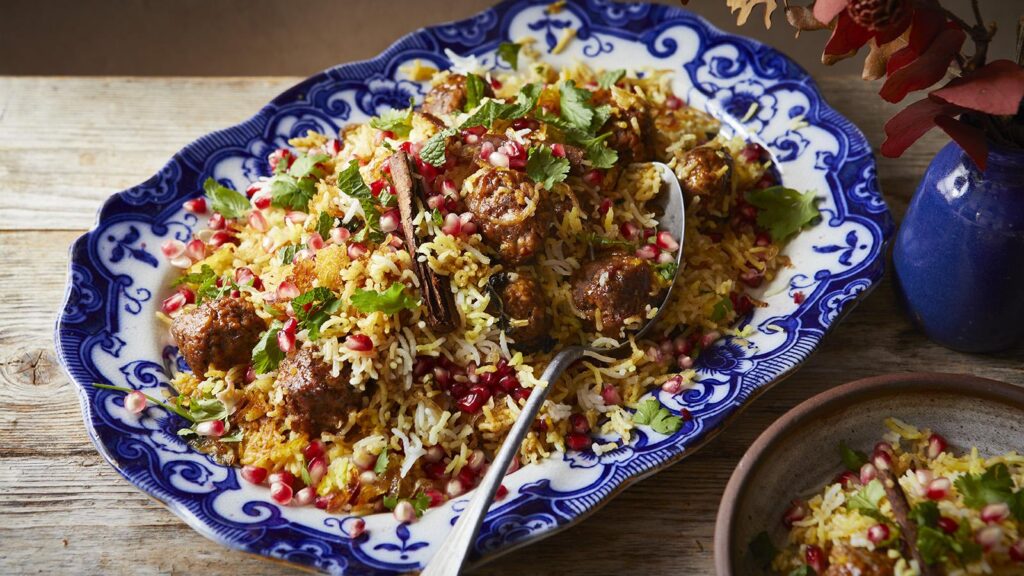 Veggie meatball biryani