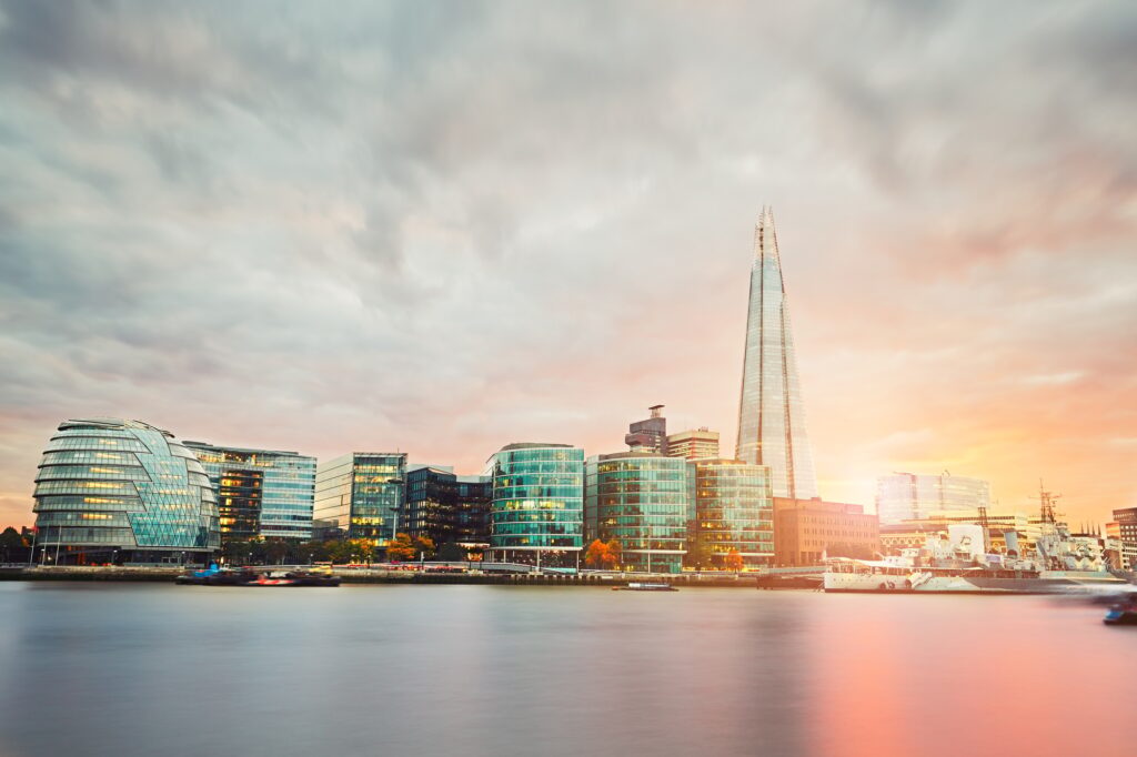 London at the sunset
